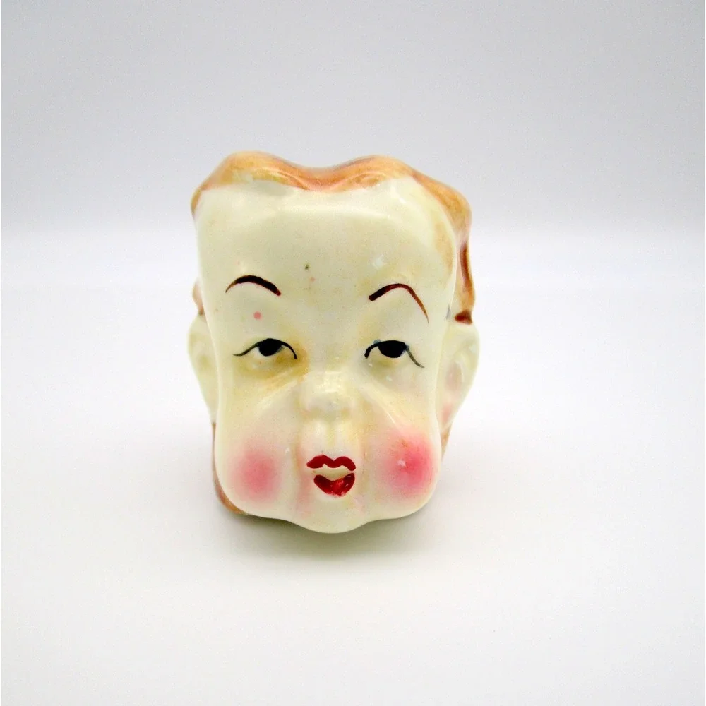 Vintage Japan Head Face Salt or Pepper Shaker Fat Cheeks Rare